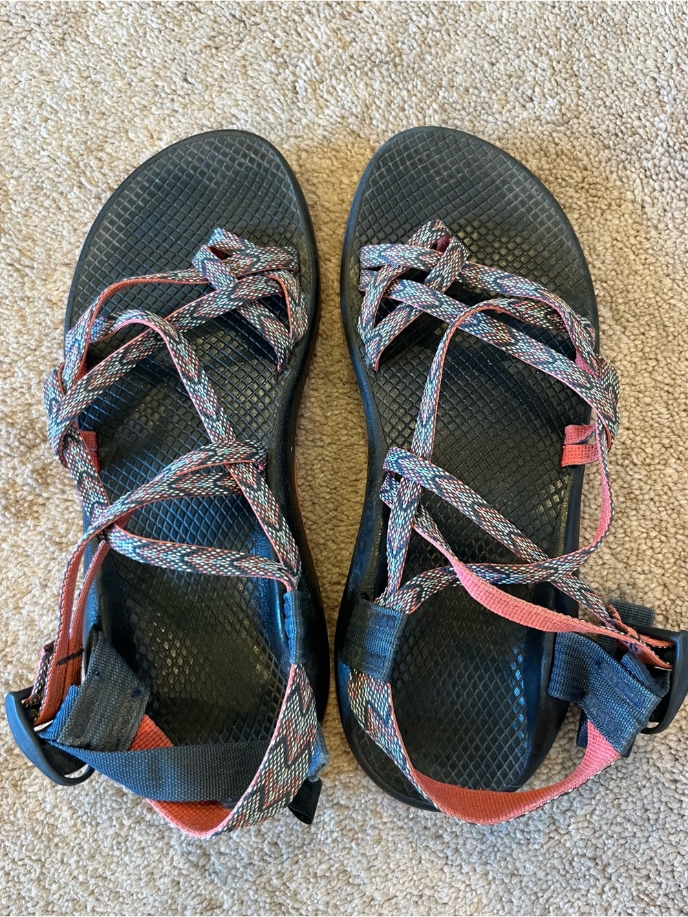 Chaco Women's Black Sandals with Multicolor Braided Straps